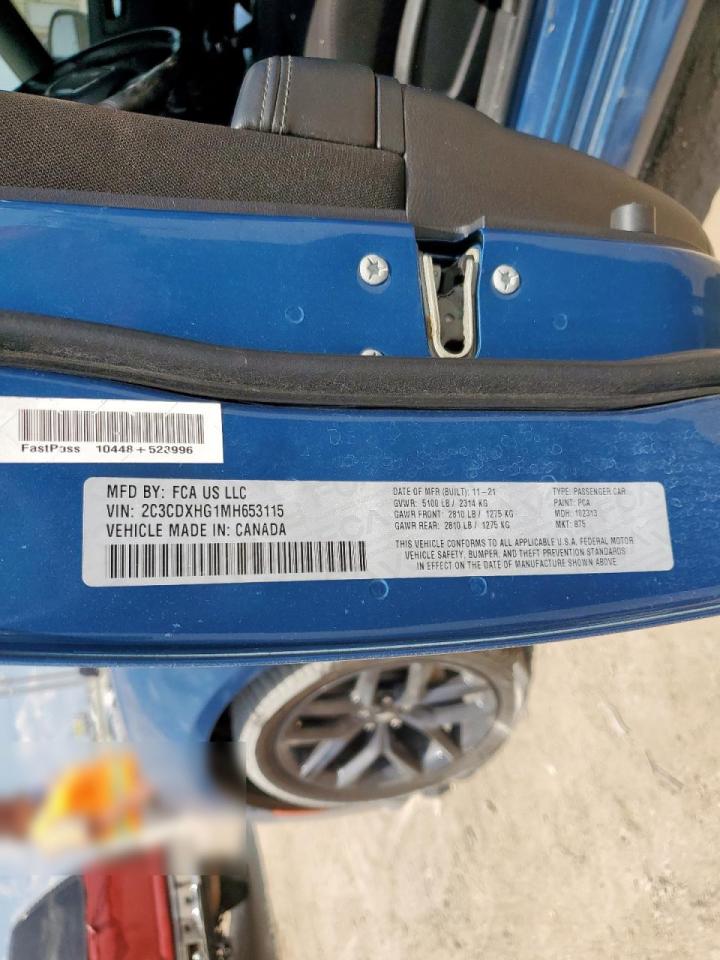 2021 Dodge Charger Gt VIN: 2C3CDXHG1MH653115 Lot: 69409185