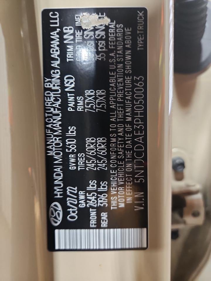 2023 Hyundai Santa Cruz Sel VIN: 5NTJCDAE3PH050063 Lot: 68081815