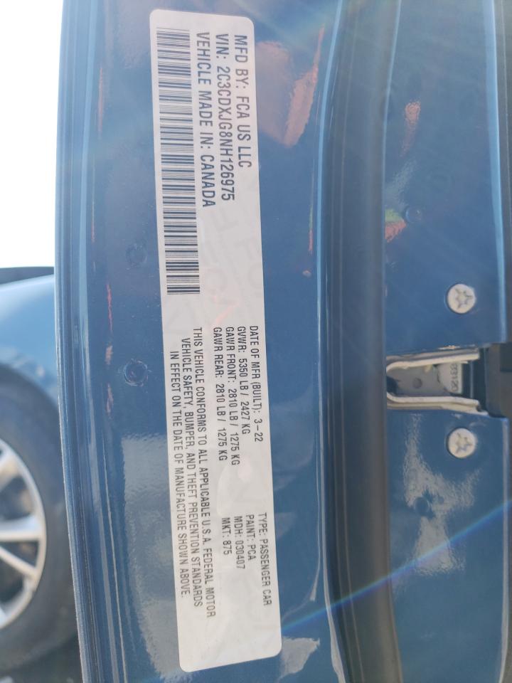 2022 Dodge Charger Sxt VIN: 2C3CDXJG8NH126975 Lot: 70594975