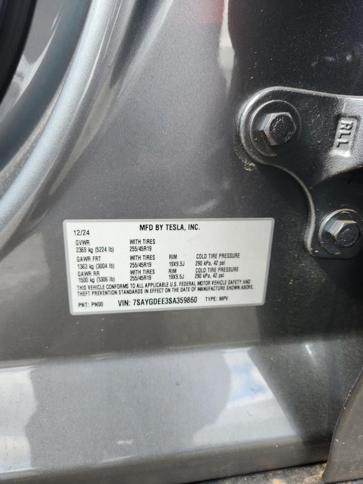 2025 Tesla Model Y VIN: 7SAYGDEE3SA359860 Lot: 67594215