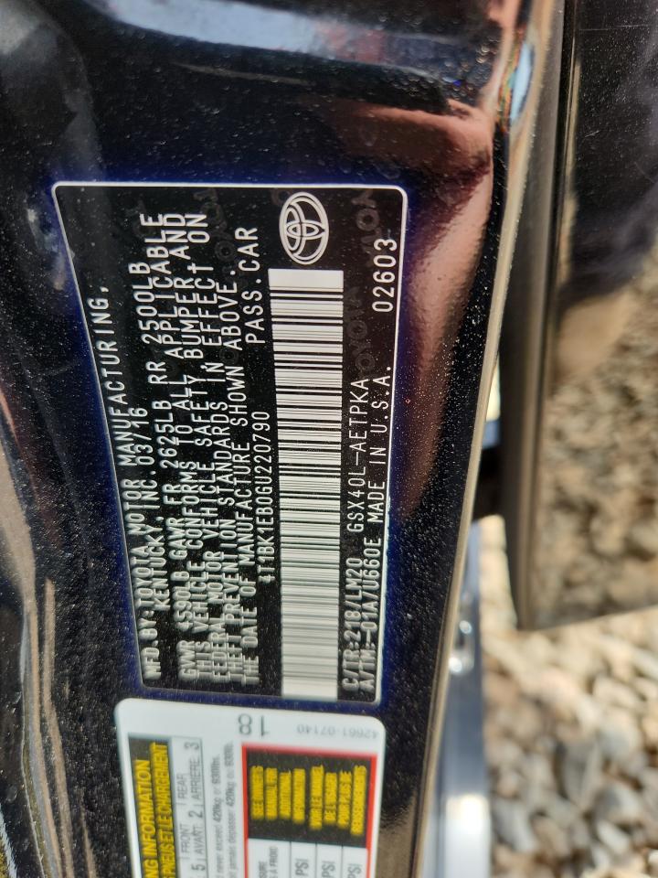 2016 Toyota Avalon Xle VIN: 4T1BK1EB0GU220790 Lot: 70413865