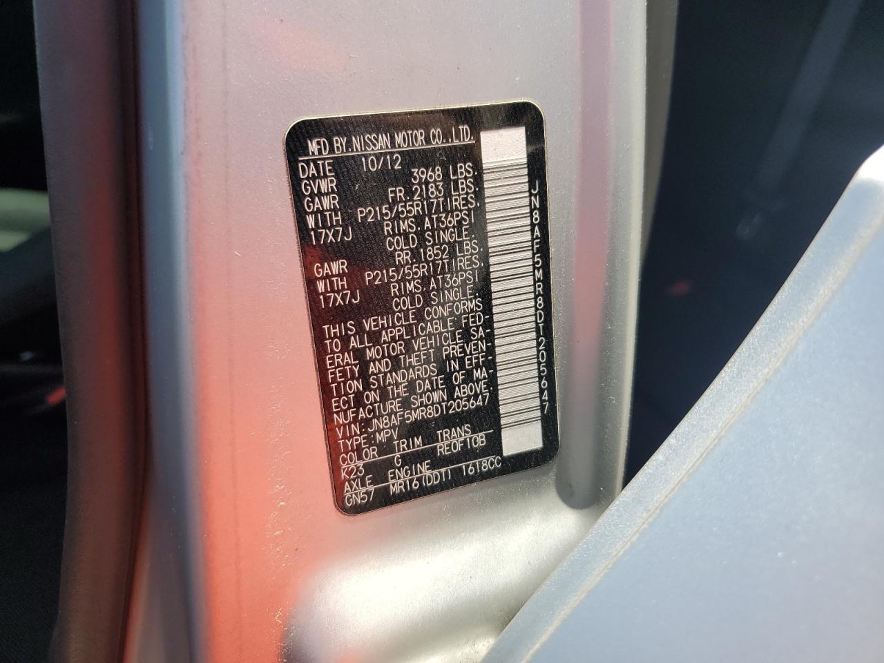 2013 Nissan Juke S VIN: JN8AF5MR8DT205647 Lot: 70327715