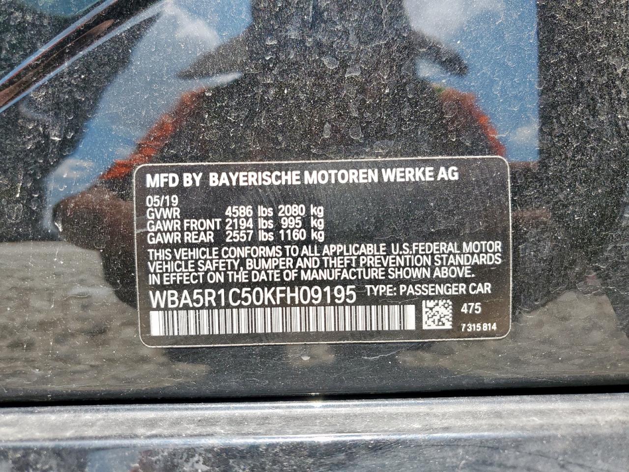 2019 BMW 330I VIN: WBA5R1C50KFH09195 Lot: 68392895