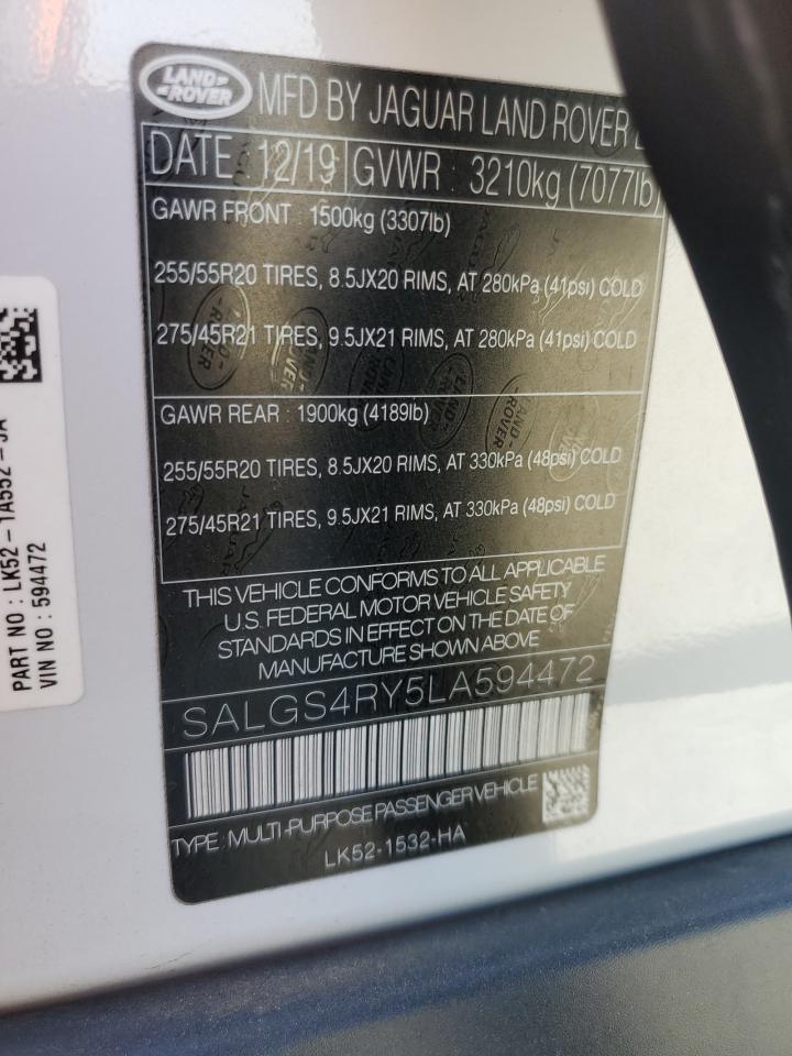 SALGS4RY5LA594472 2020 Land Rover Range Rover Hse