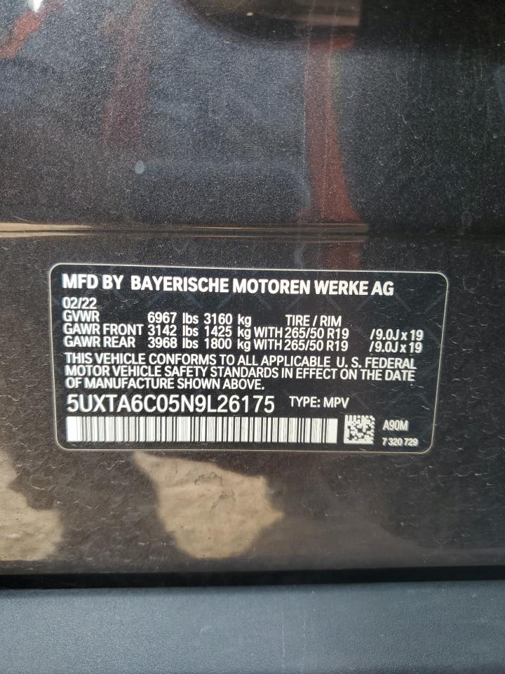2022 BMW X5 xDrive45E VIN: 5UXTA6C05N9L26175 Lot: 70667575