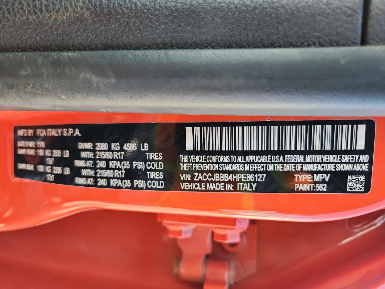 2017 Jeep Renegade Latitude VIN: ZACCJBBB4HPE6127 Lot: 70513545