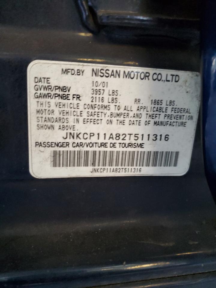 2002 Infiniti G20 VIN: JNKCP11A82T511316 Lot: 68916265