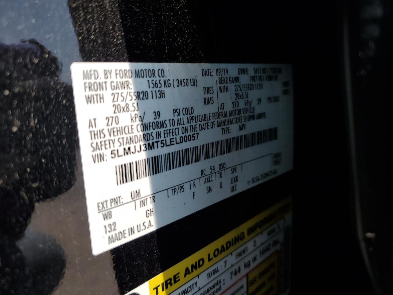 2020 Lincoln Navigator L VIN: 5LMJJ3MT5LEL00057 Lot: 68535385