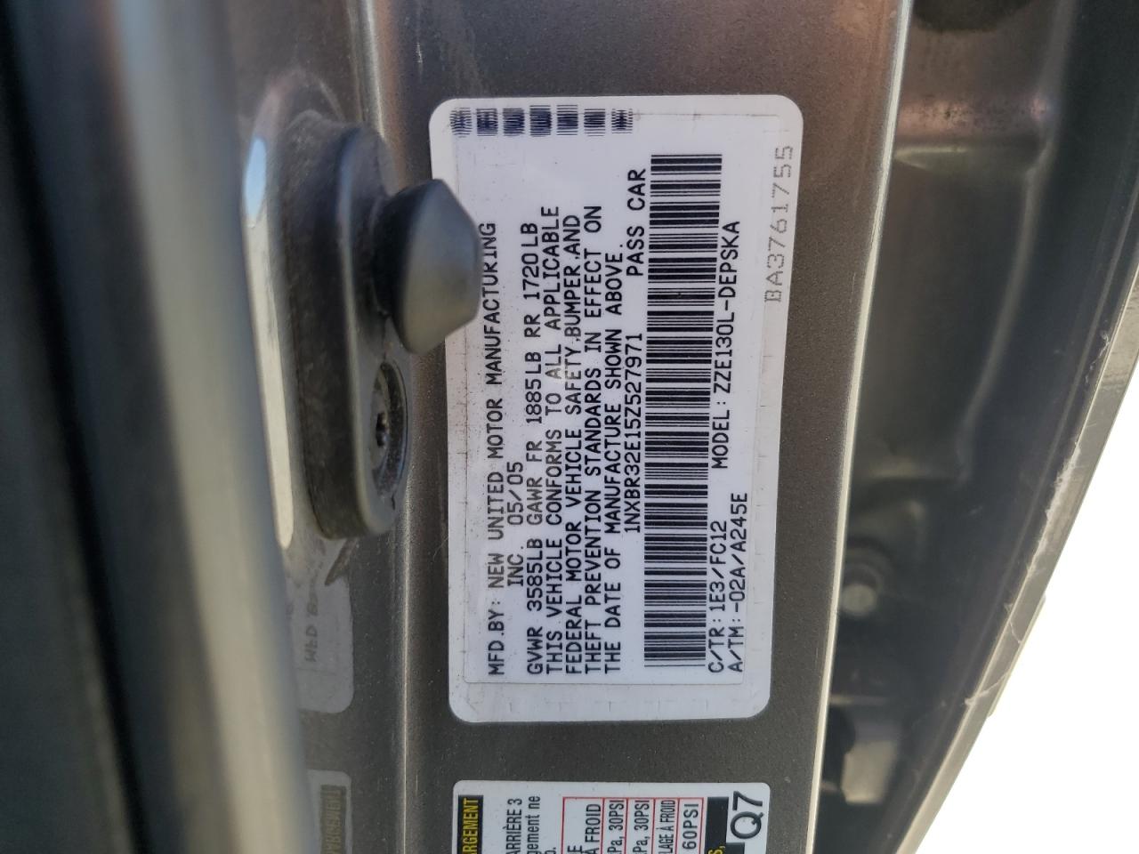 2005 Toyota Corolla Ce VIN: 1NXBR32E15Z527971 Lot: 68672805