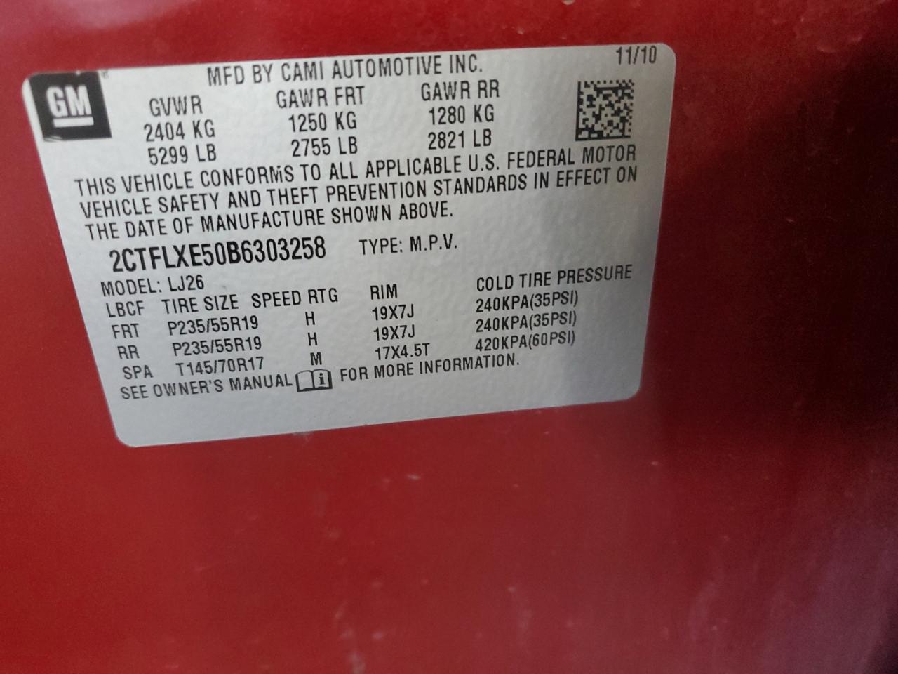 2011 GMC Terrain Slt VIN: 2CTFLXE50B6303258 Lot: 70550135