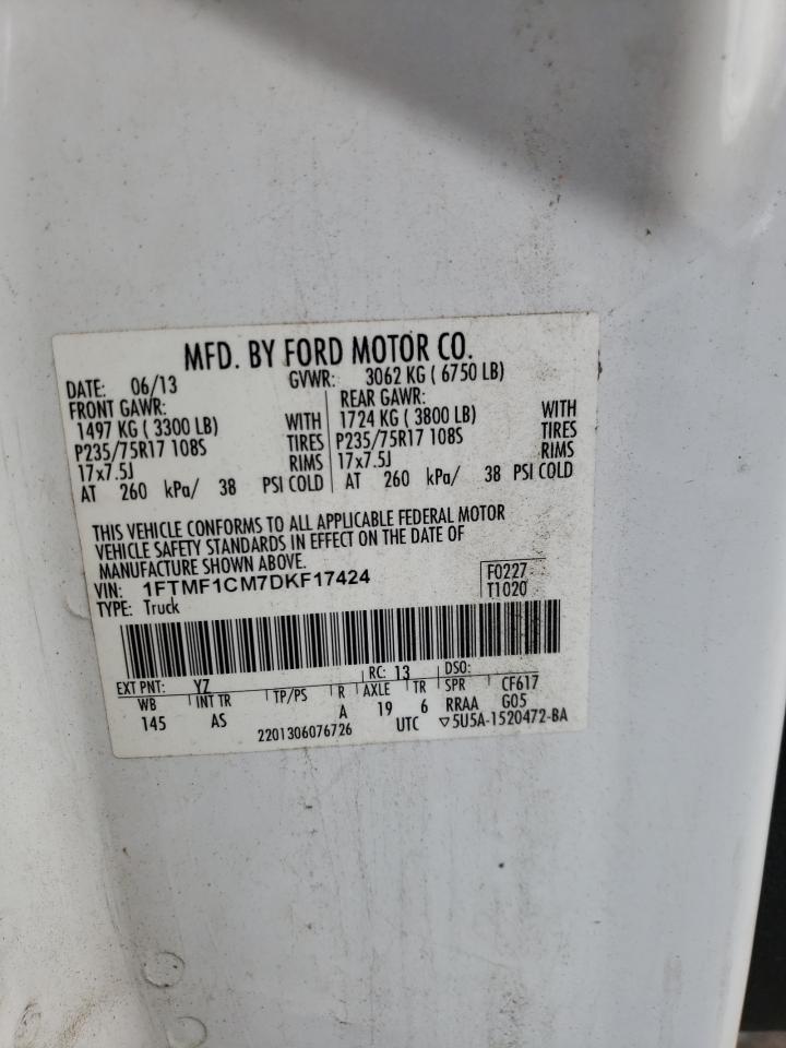 2013 Ford F150 VIN: 1FTMF1CM7DKF17424 Lot: 70110875