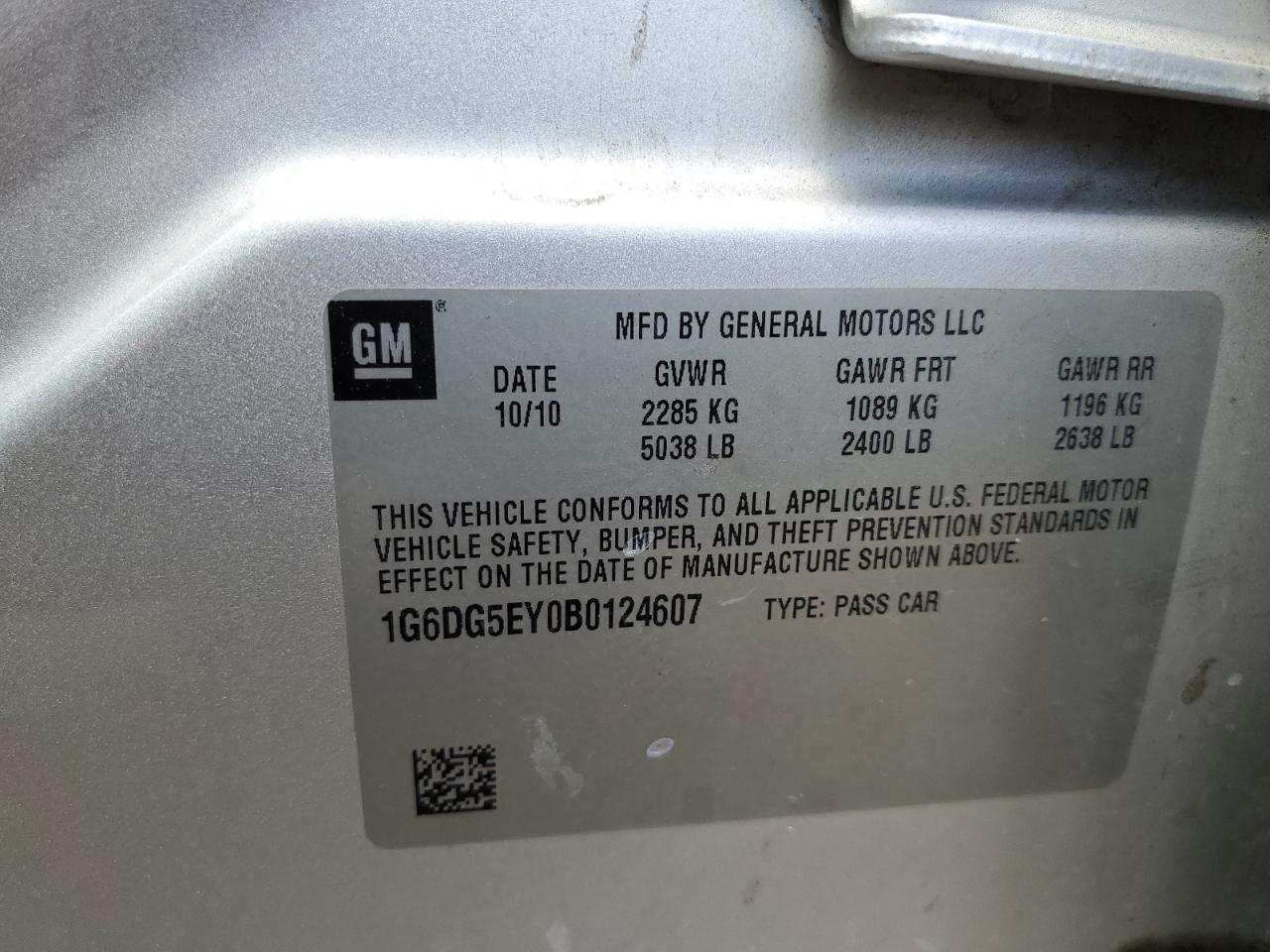 2011 Cadillac Cts Luxury Collection VIN: 1G6DG5EY0B0124607 Lot: 68910755