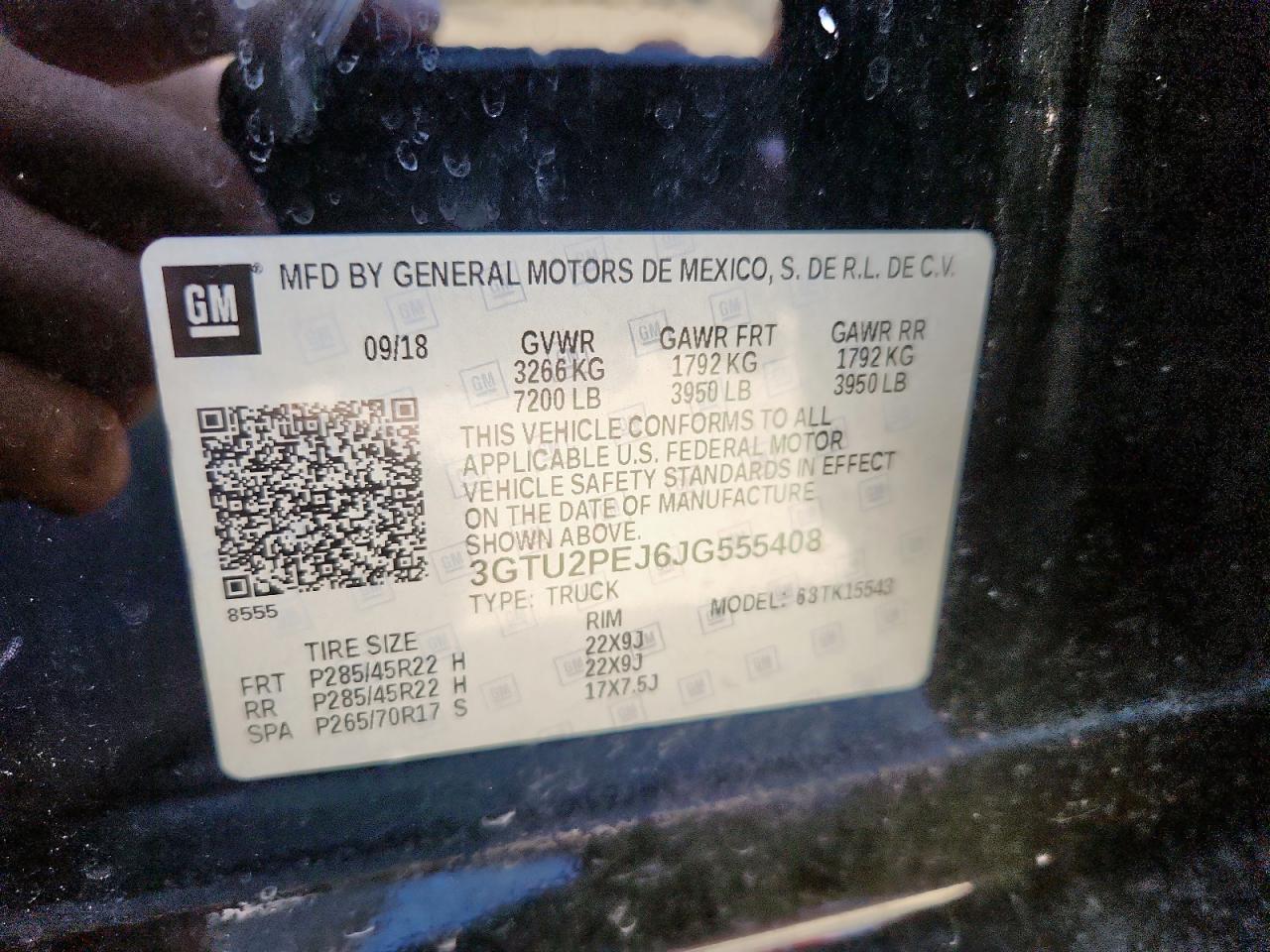 2018 GMC Sierra K1500 Denali VIN: 3GTU2PEJ6JG555408 Lot: 93393835