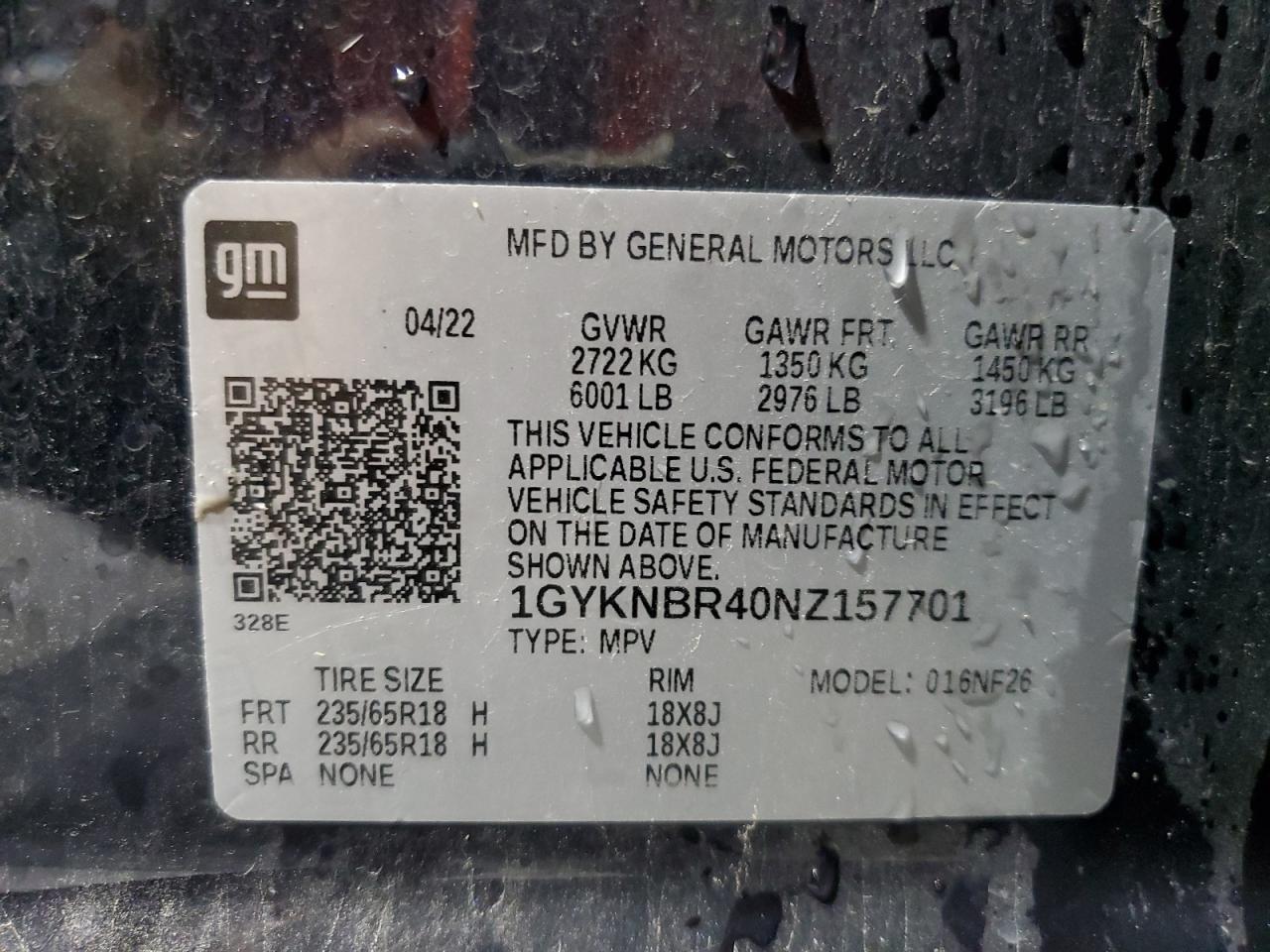 2022 Cadillac Xt5 Luxury VIN: 1GYKNBR40NZ157701 Lot: 70275355