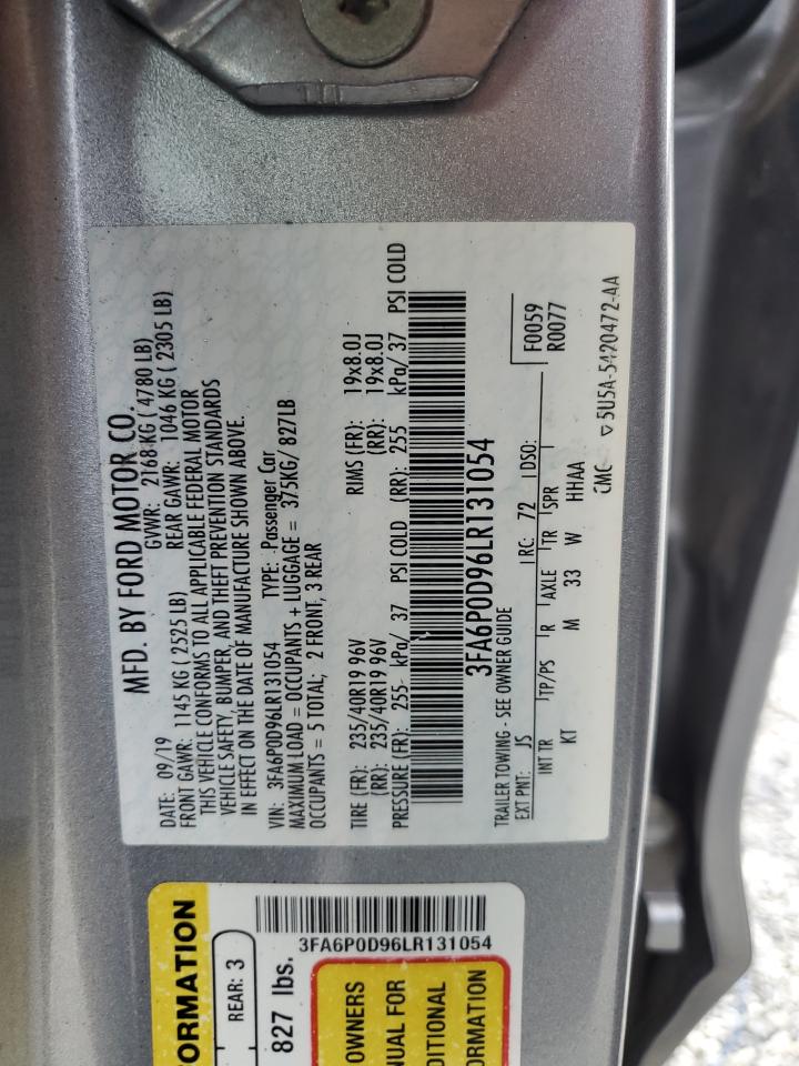 2020 Ford Fusion Titanium VIN: 3FA6P0D96LR131054 Lot: 69923785