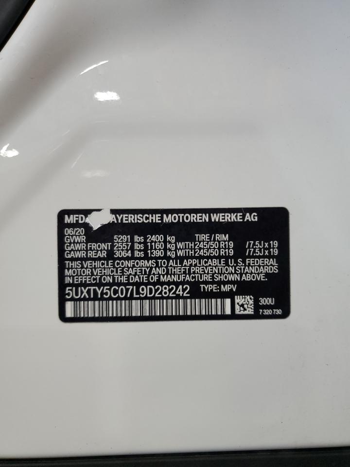 2020 BMW X3 xDrive30I VIN: 5UXTY5C07L9D28242 Lot: 70726085