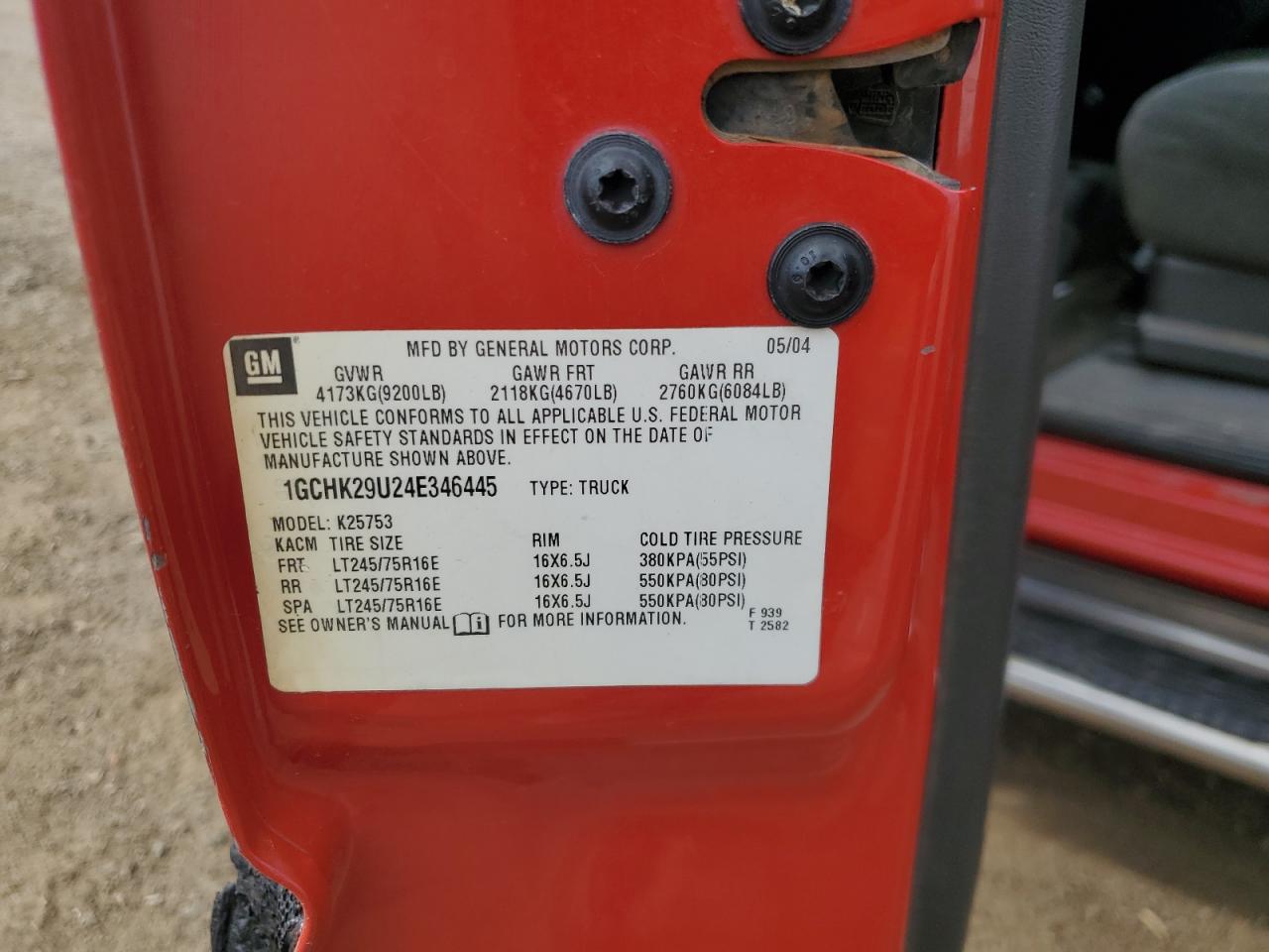2004 Chevrolet Silverado K2500 Heavy Duty VIN: 1GCHK29U24E346445 Lot: 70293505