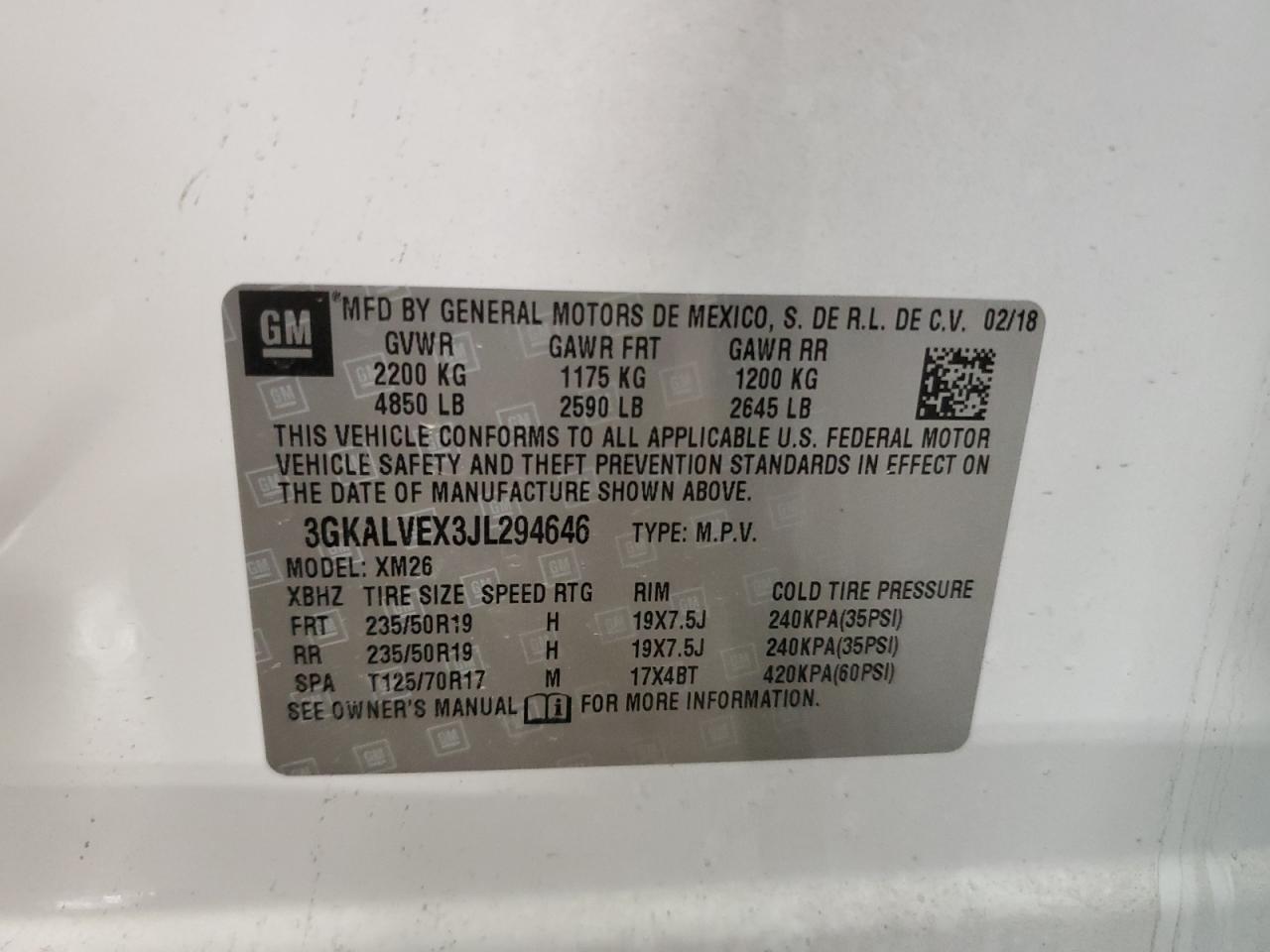 2018 GMC Terrain Slt VIN: 3GKALVEX3JL294646 Lot: 67817635