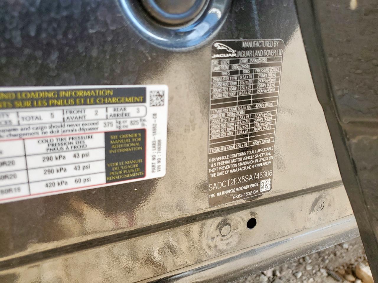 2025 Jaguar F-Pace R-Dynamic S VIN: SADCT2EX5SA746306 Lot: 70459595