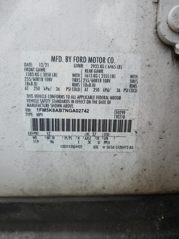 2022 Ford Explorer Police Interceptor VIN: 1FM5K8AB7NGA02742 Lot: 68508105