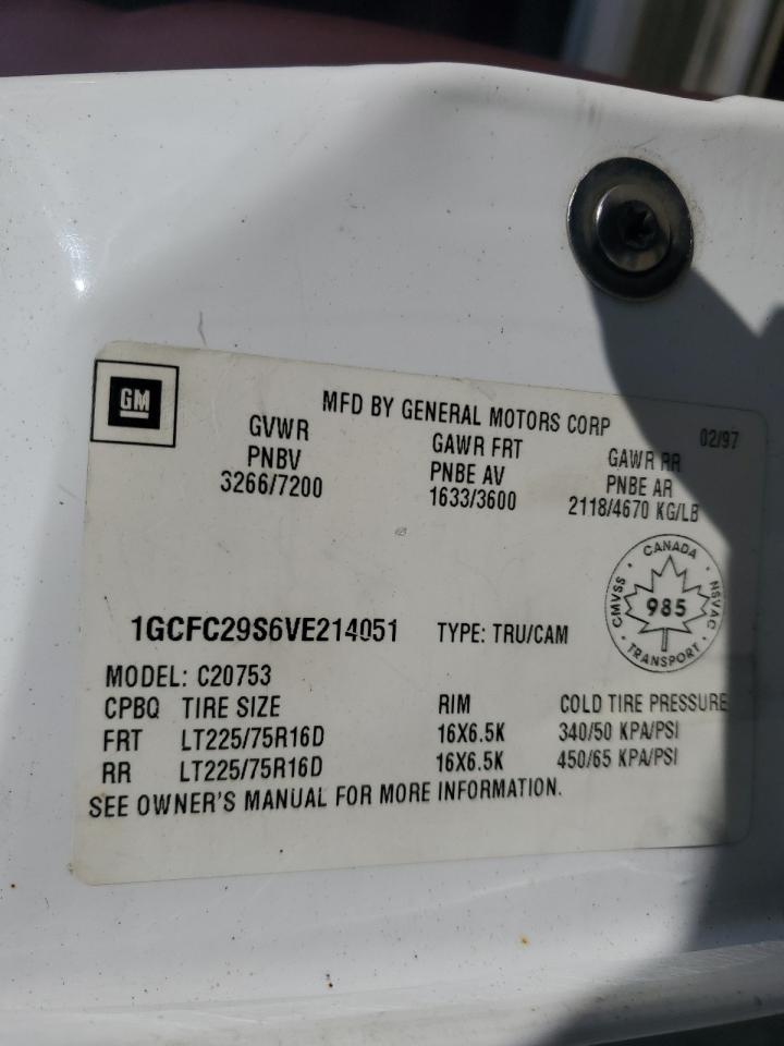 1997 Chevrolet Gmt-400 C2500 VIN: 1GCFC29S6VE214051 Lot: 70177035