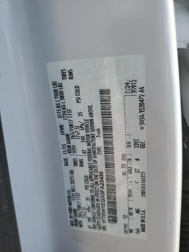 2016 Ford F150 Supercrew VIN: 1FTEW1EG3GFA23456 Lot: 68487225