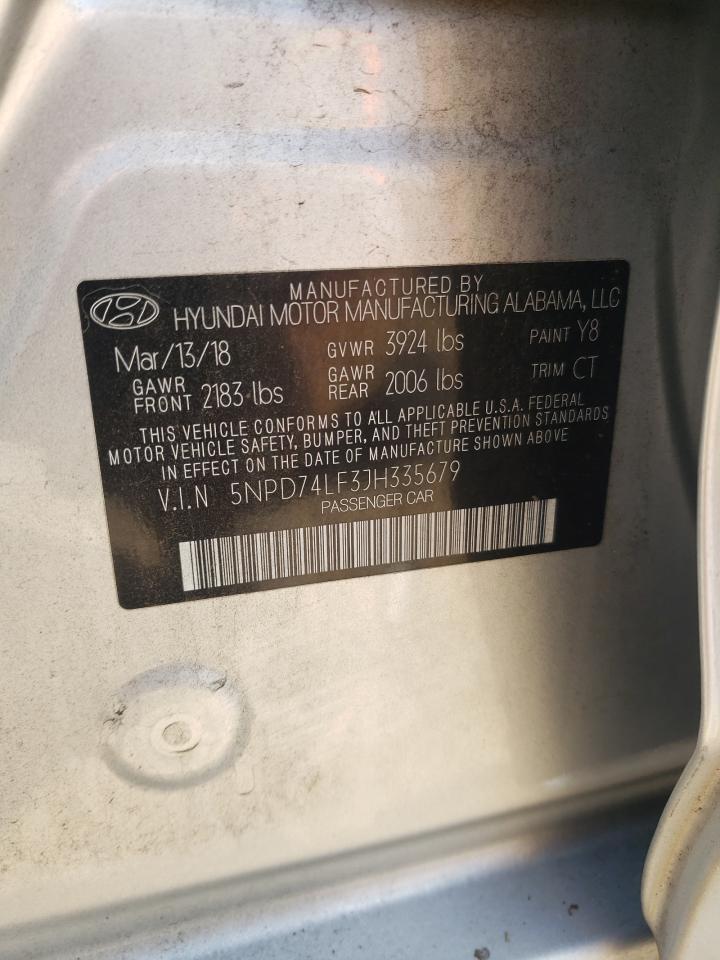 2018 Hyundai Elantra Se VIN: 5NPD74LF3JH335679 Lot: 69553615