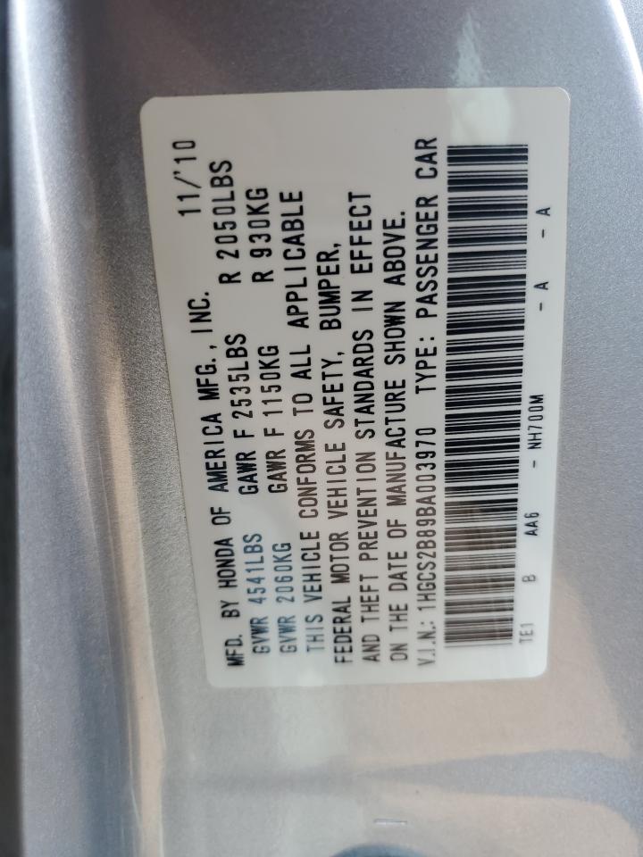 2011 Honda Accord Exl VIN: 1HGCS2B89BA003970 Lot: 66027345