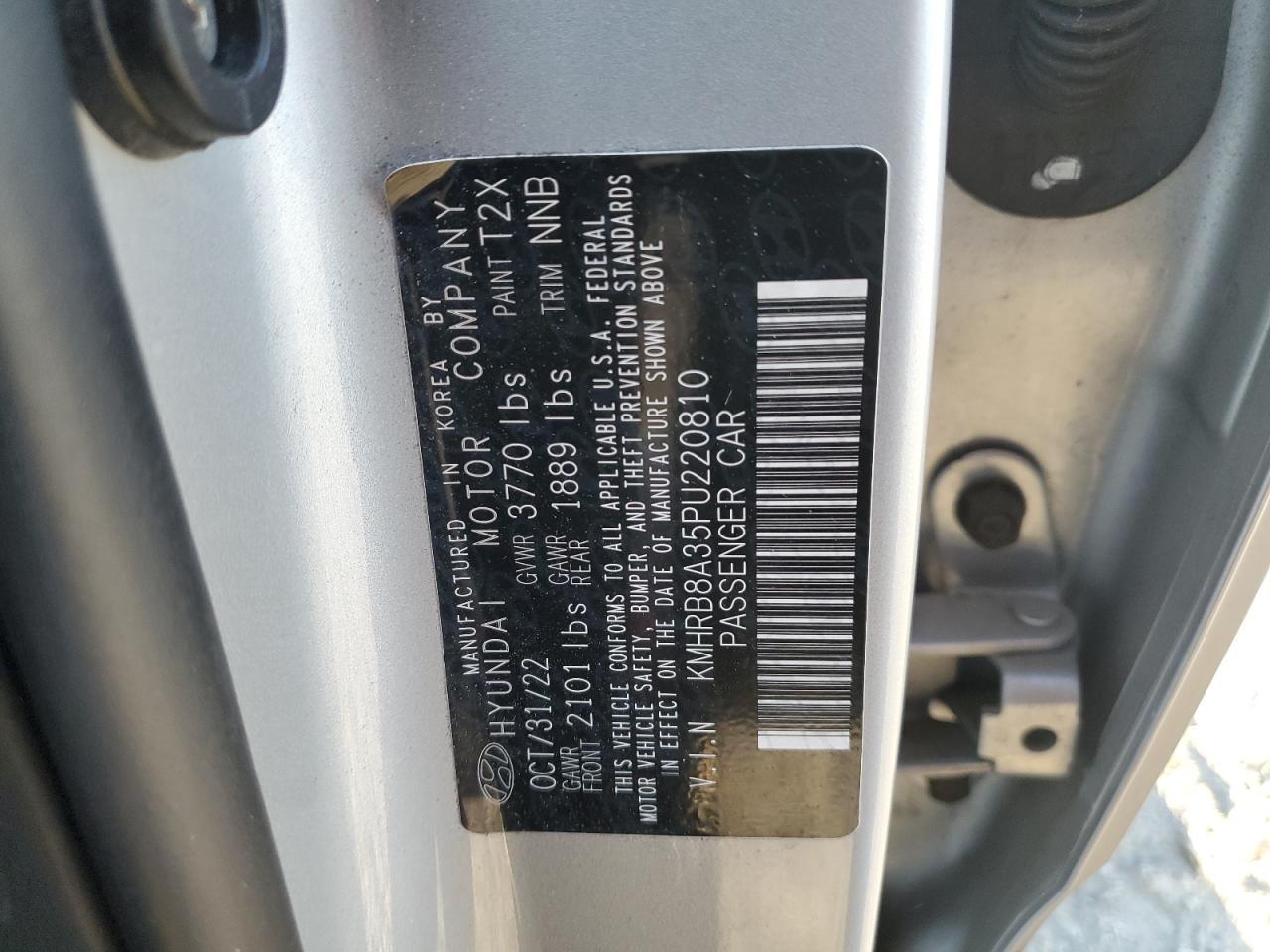 2023 Hyundai Venue Se VIN: KMHRB8A35PU220810 Lot: 68199715