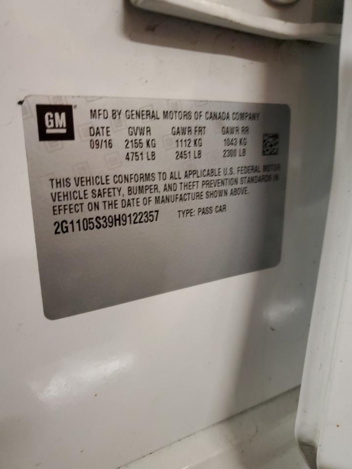 2017 Chevrolet Impala Lt VIN: 2G1105S39H9122357 Lot: 70042625