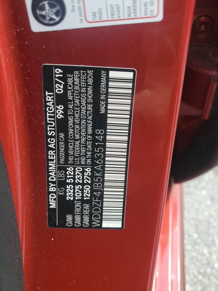 2019 Mercedes-Benz E 300 VIN: WDDZF4JB5KA635148 Lot: 70489305