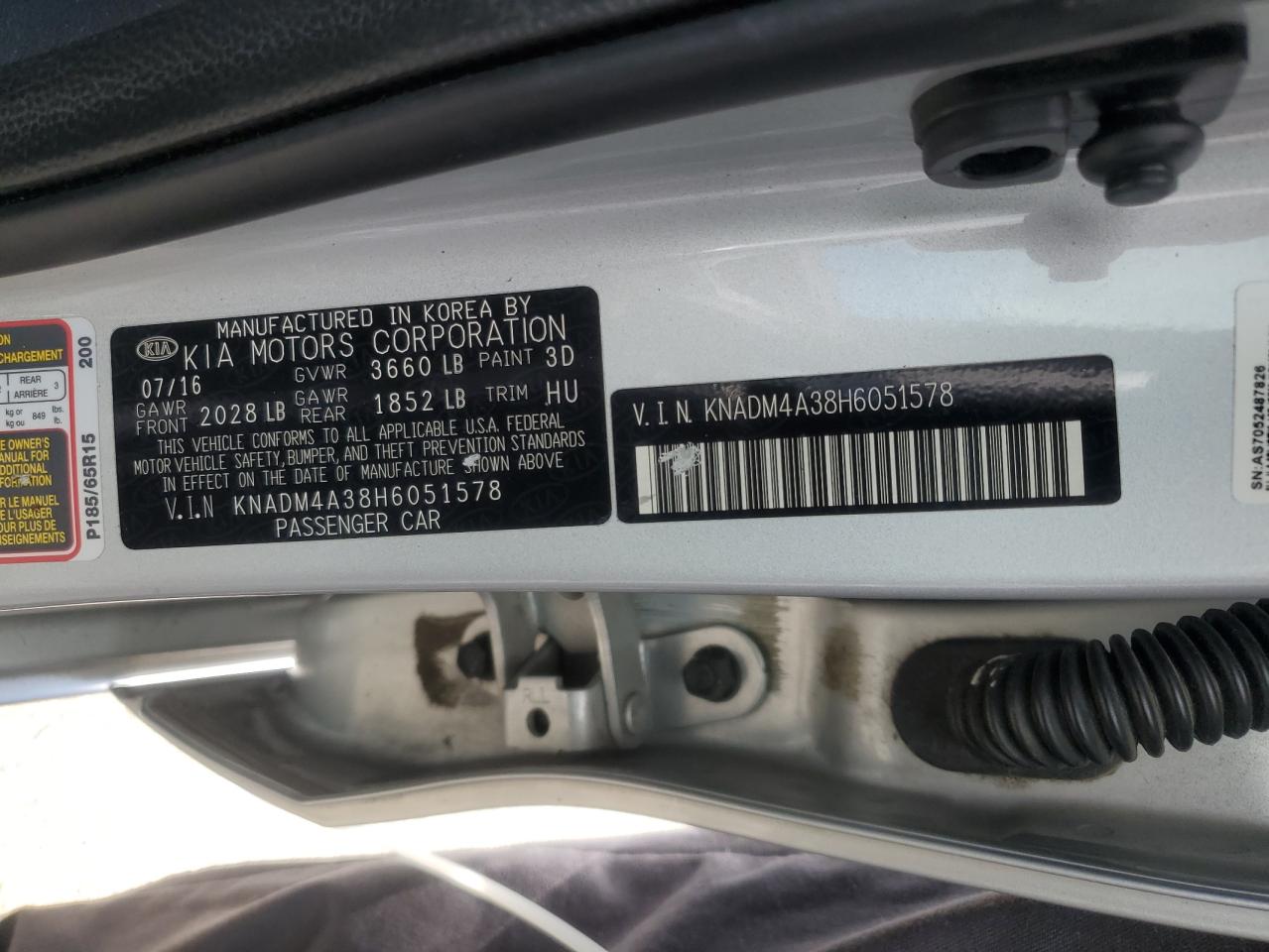 2017 Kia Rio Lx VIN: KNADM4A38H6051578 Lot: 70157295