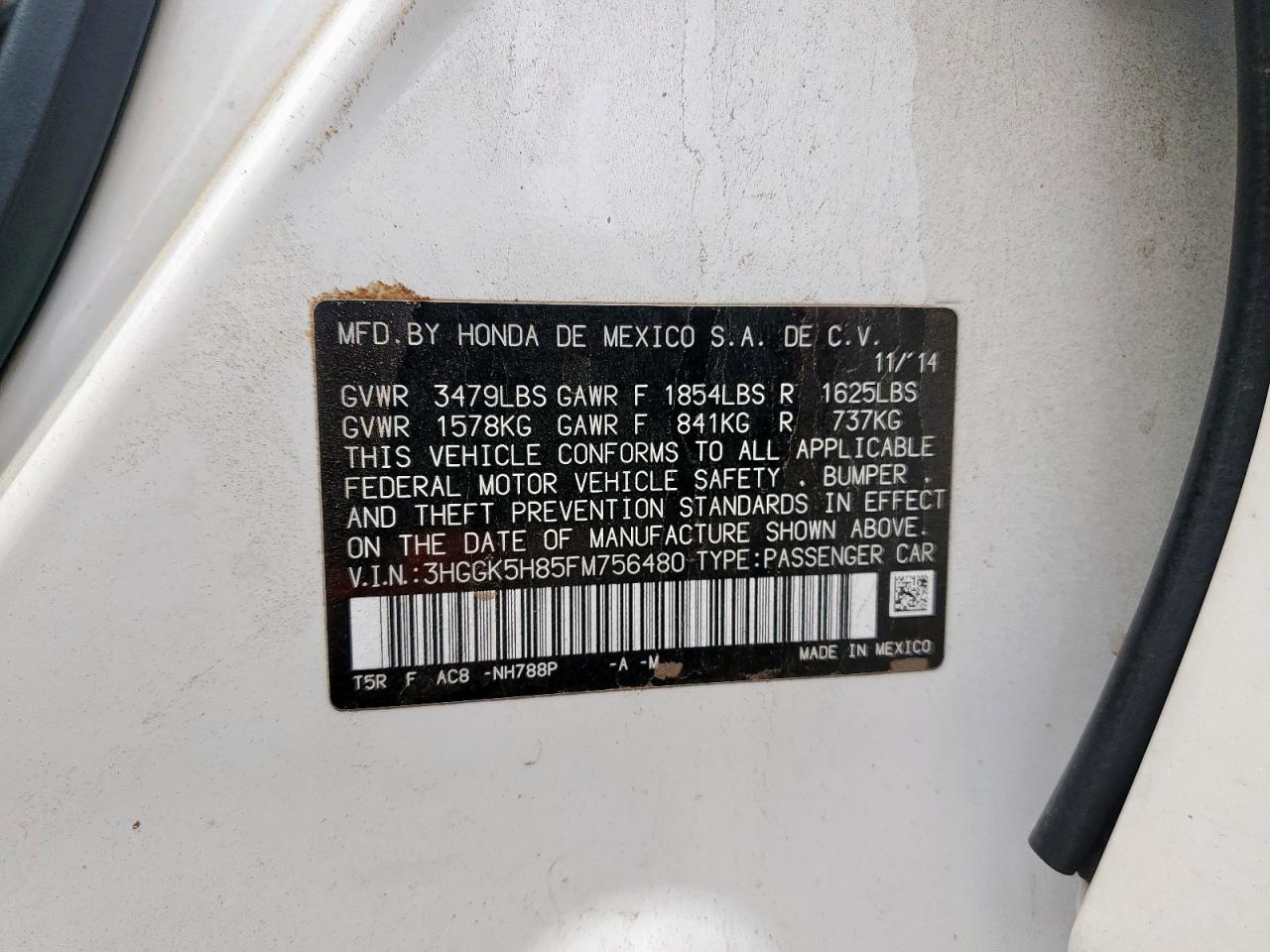 2015 Honda Fit Ex VIN: 3HGGK5H85FM756480 Lot: 69196145