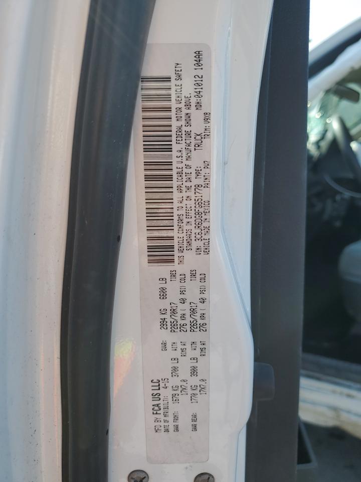 2015 Ram 1500 St VIN: 3C6JR6DG8FG651778 Lot: 68686025