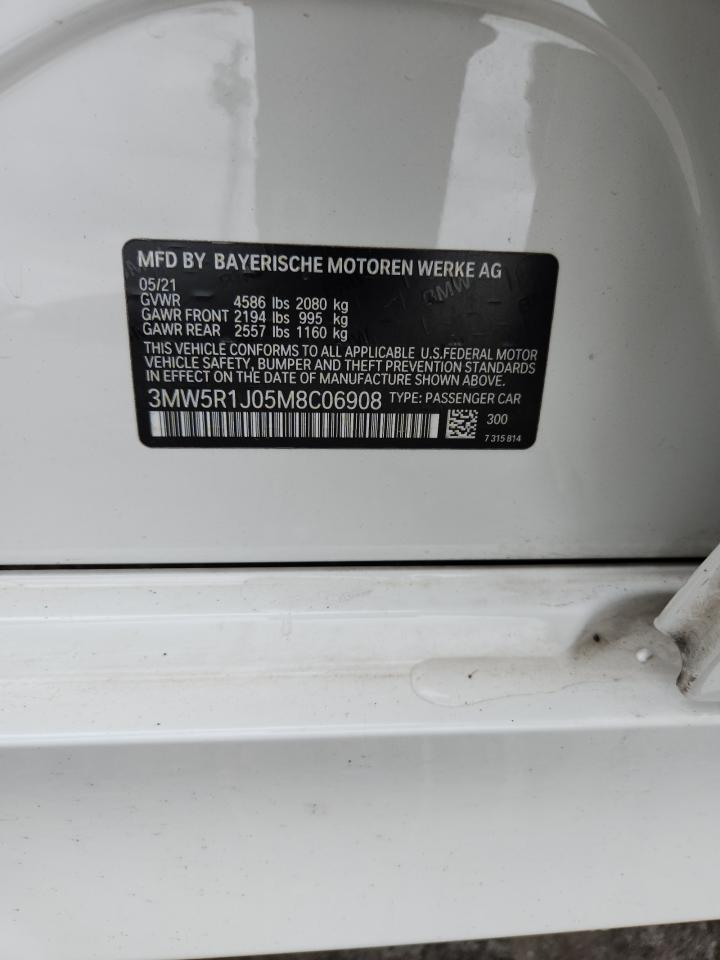 2021 BMW 330I VIN: 3MW5R1J05M8C06908 Lot: 67063525