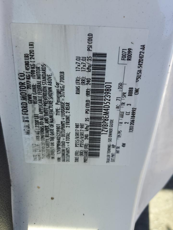 2013 Ford Mustang VIN: 1ZVBP8EM4D5239801 Lot: 69314385