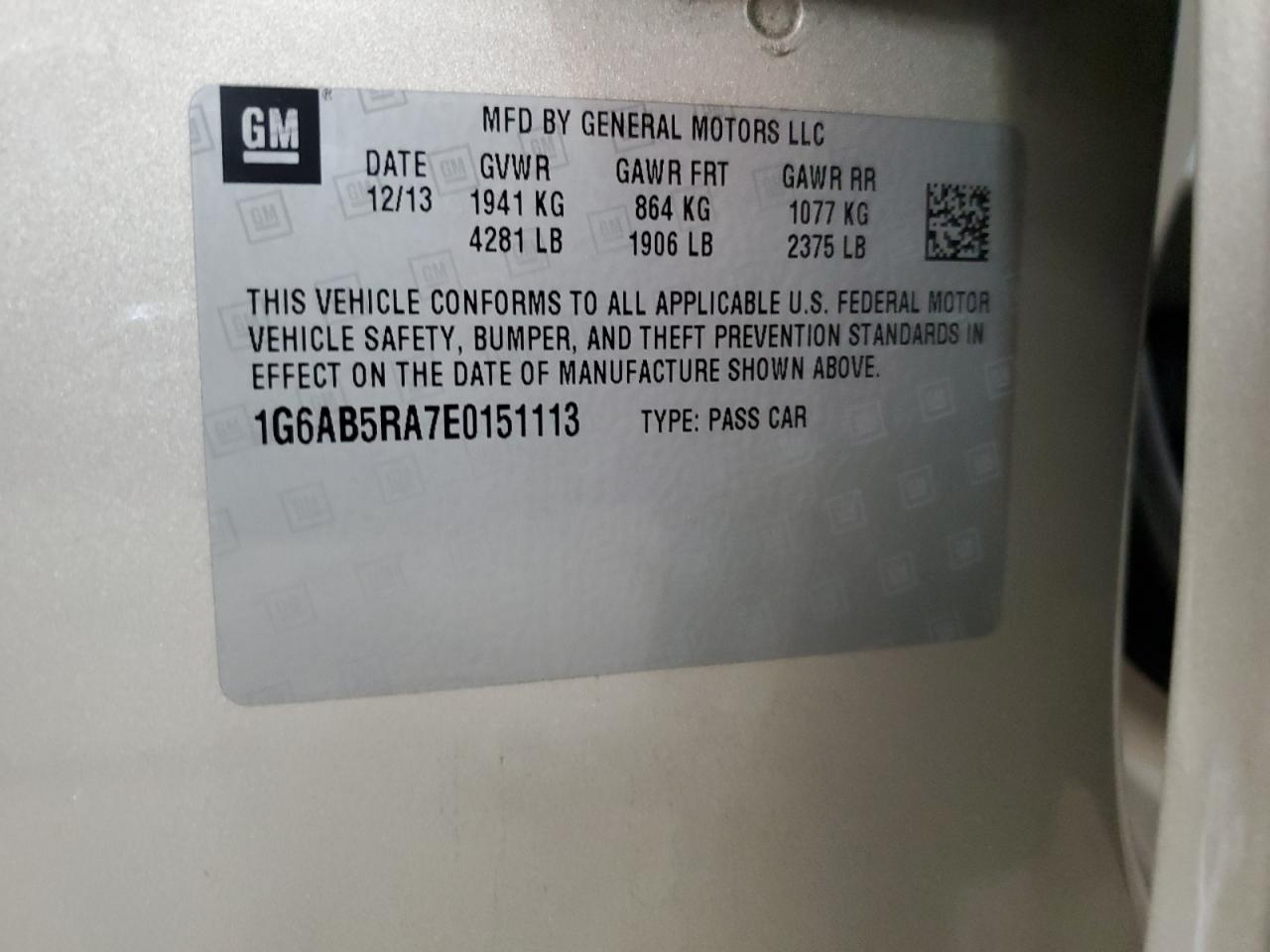 2014 Cadillac Ats Luxury VIN: 1G6AB5RA7E0151113 Lot: 69864805