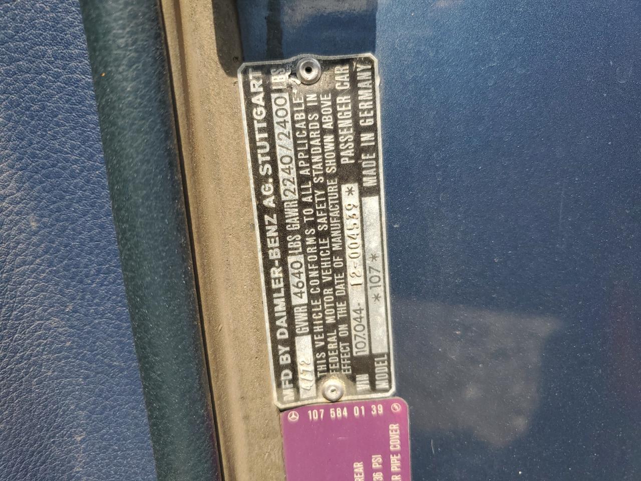 1972 Mercedes Benz 350Sl VIN: 10704412004539 Lot: 67976225