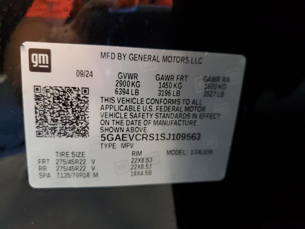 2025 Buick Enclave Avenir VIN: 5GAEVCRS1SJ109563 Lot: 70586815