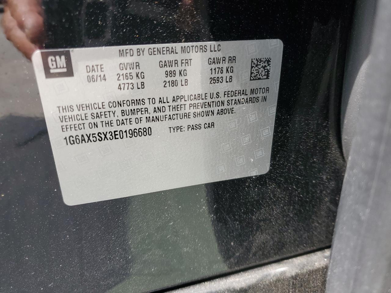 2014 Cadillac Cts Luxury Collection VIN: 1G6AX5SX3E0196680 Lot: 68875545