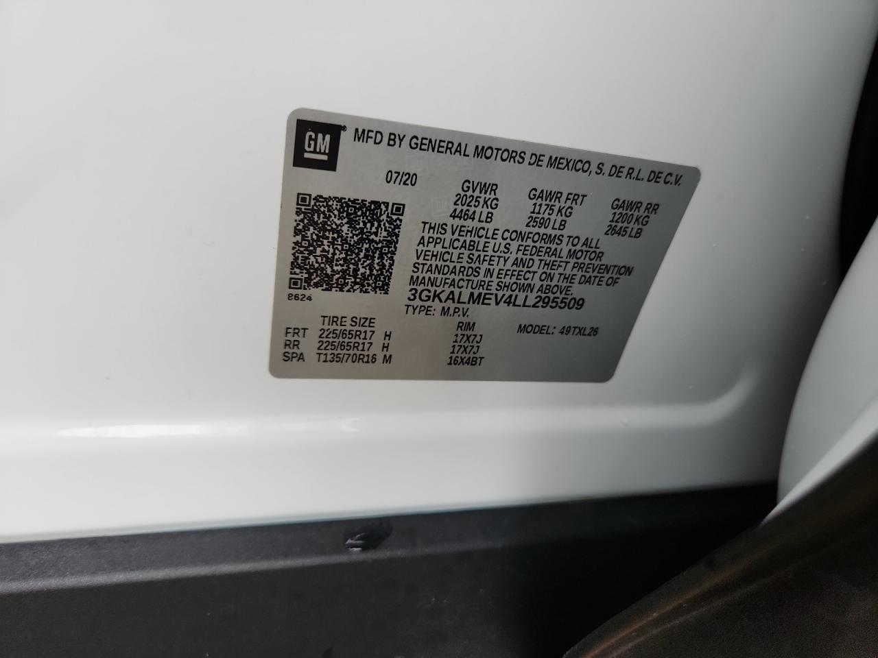 2020 GMC Terrain Sle VIN: 3GKALMEV4LL295509 Lot: 68432955