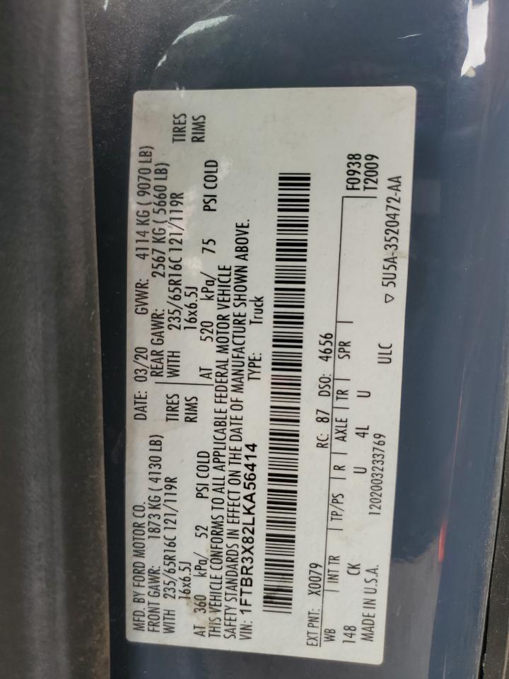 2020 Ford Transit T-250 VIN: 1FTBR3X82LKA56414 Lot: 68759925