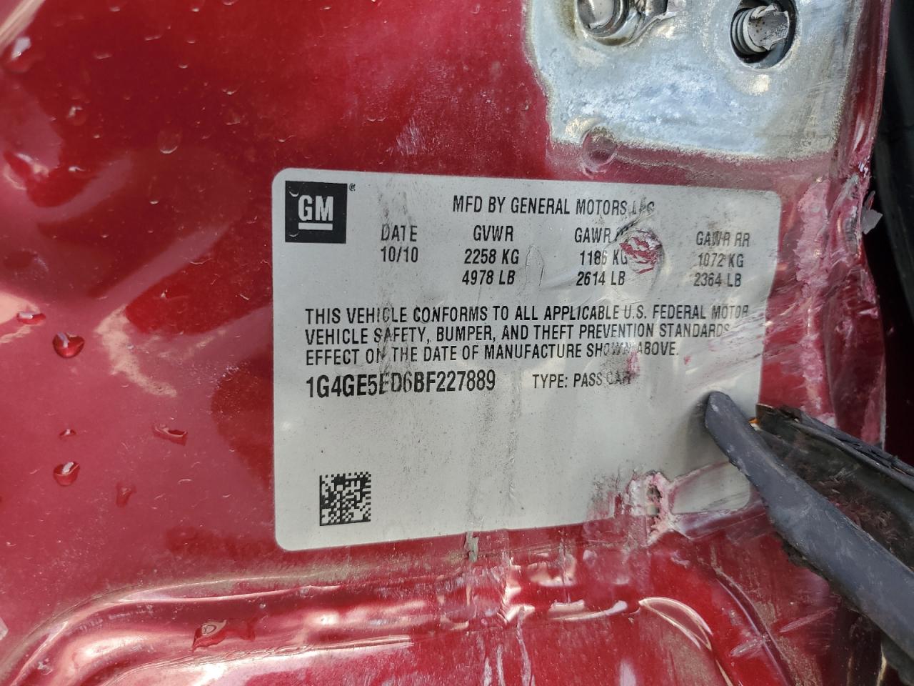 2011 Buick Lacrosse Cxs VIN: 1G4GE5ED6BF227889 Lot: 70711515