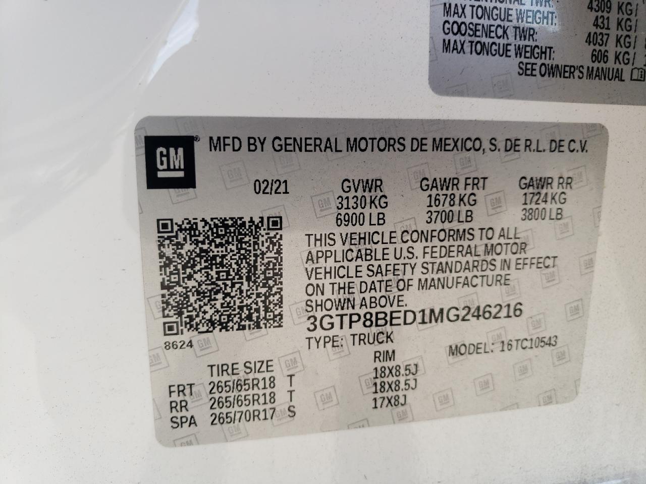 2021 GMC Sierra C1500 Sle VIN: 3GTP8BED1MG246216 Lot: 69478475