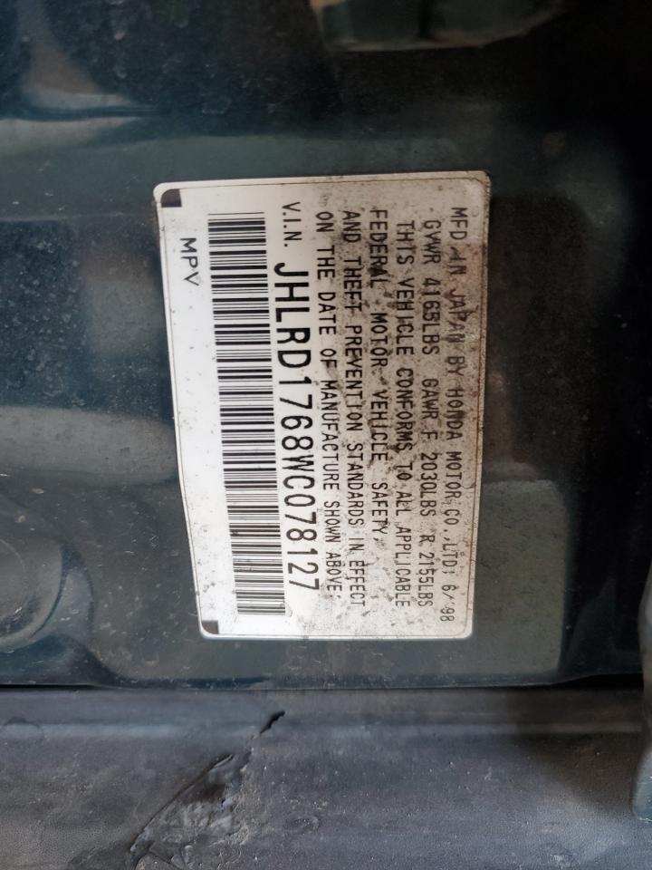 1998 Honda Cr-V Ex VIN: JHLRD1768WC078127 Lot: 67061545