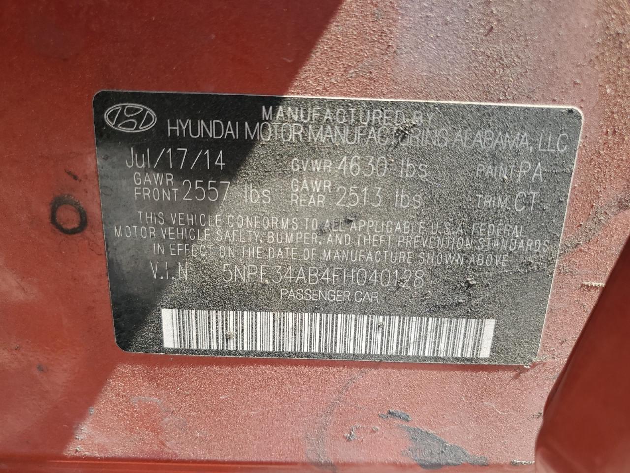 2015 Hyundai Sonata Sport VIN: 5NPE34AB4FH040128 Lot: 70184215