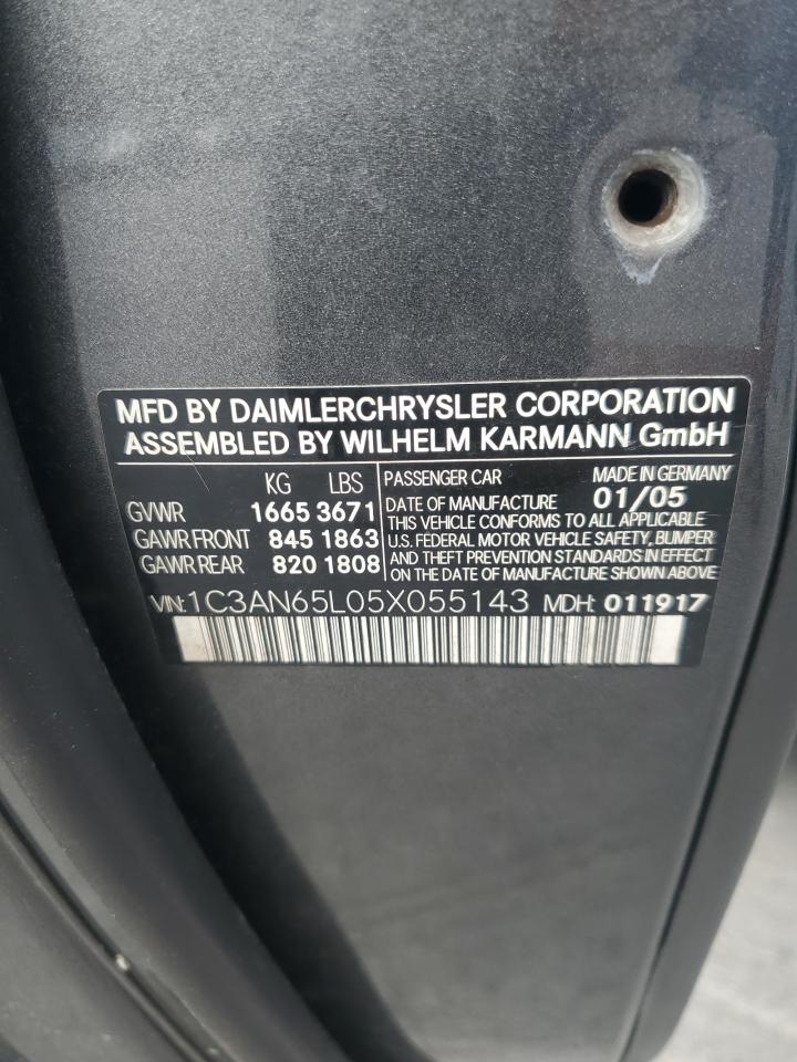 2005 Chrysler Crossfire Limited VIN: 1C3AN65L05X055143 Lot: 70101945