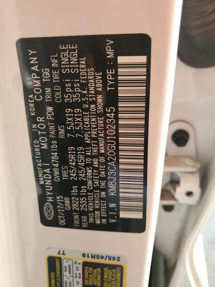 2016 Hyundai Tucson Limited VIN: KM8J3CA20GU102345 Lot: 69445975