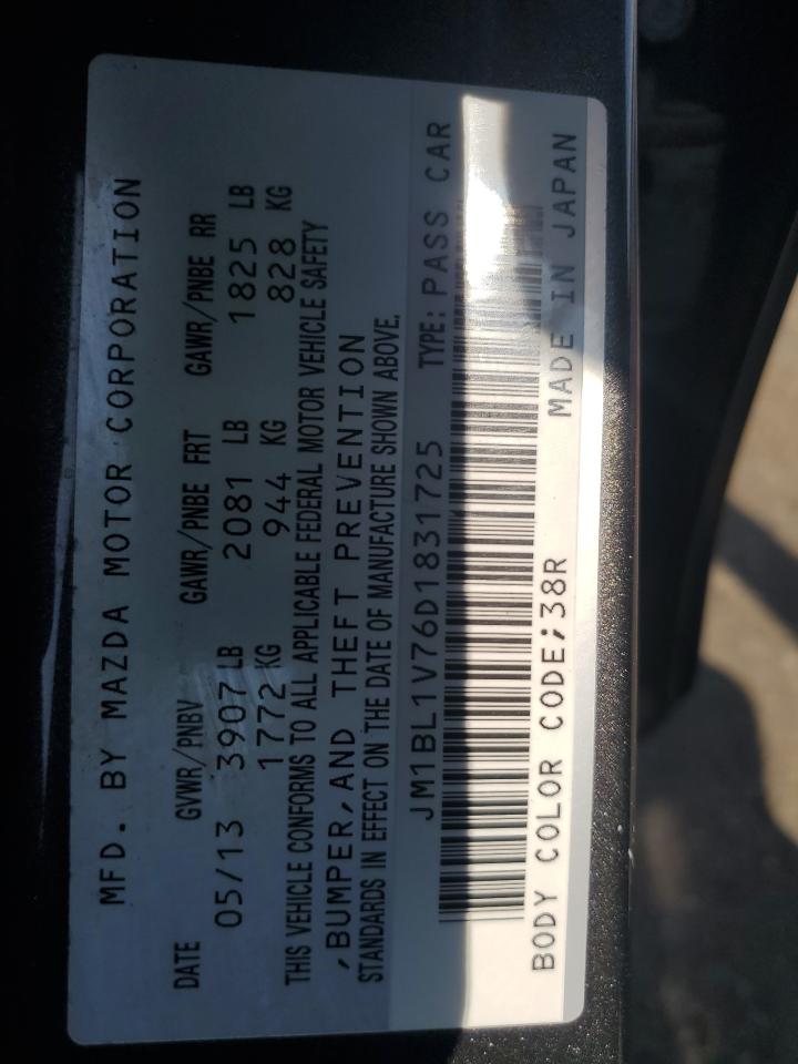 2013 Mazda 3 I VIN: JM1BL1V76D1831725 Lot: 68459875