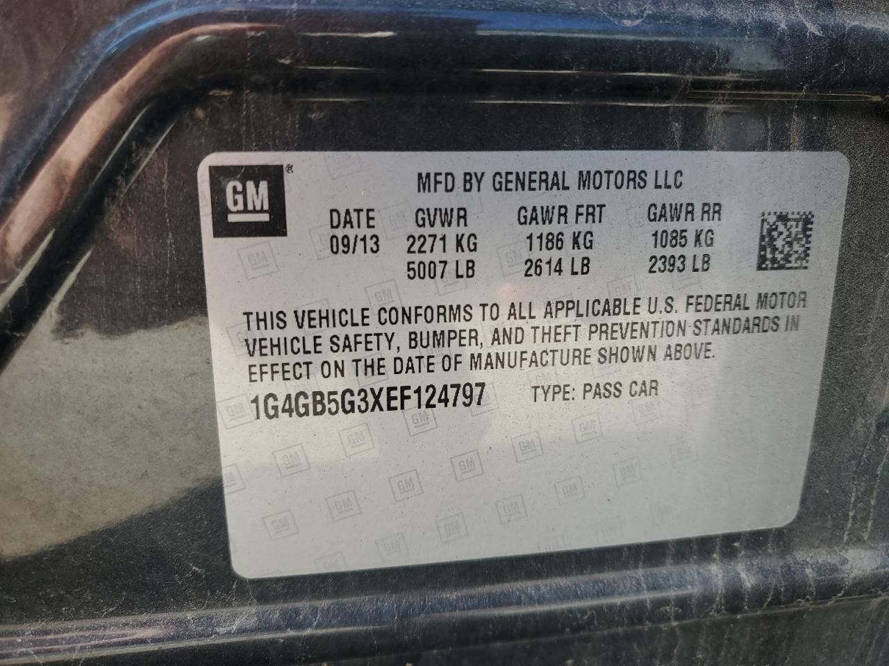 2014 Buick Lacrosse VIN: 1G4GB5G3XEF124797 Lot: 69202915